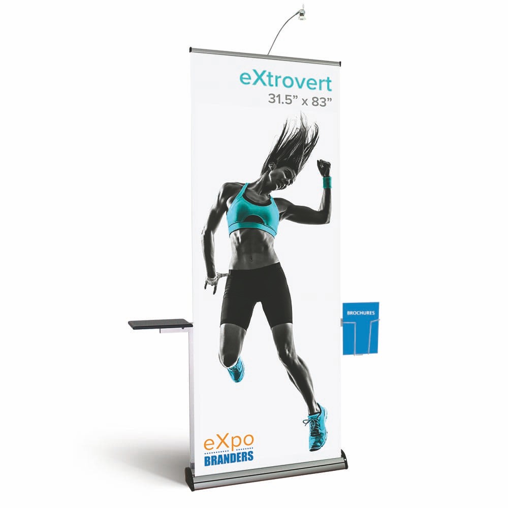 double sided retractable banner with shelves