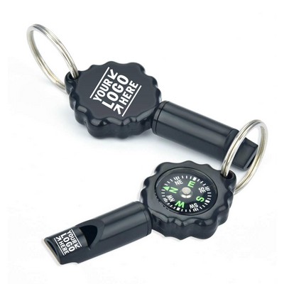 2" 1 Survival Emergency Whistle Compass with Keychain